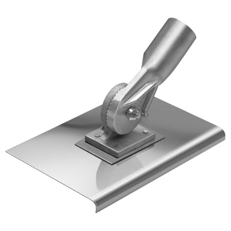 10" x 10" 1/2"R Stainless Steel Walking Seamer/Edger with Threaded Handle Socket - CC037