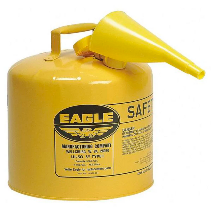 5 Gallon Yellow Safety Diesel Gas Can w/ Funnel