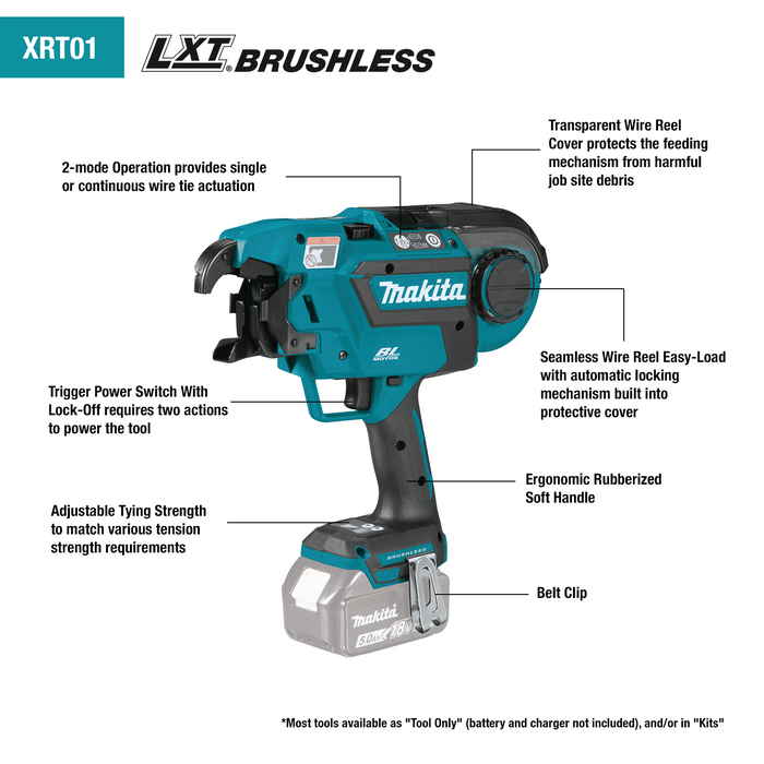 MAKITA XRT01TK 18V LXT® Lithium‑Ion Brushless Cordless Rebar Tying Tool Kit (5.0Ah)
