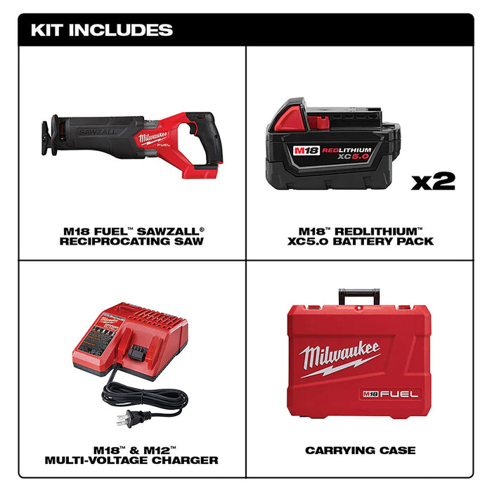 Milwaukee M18 FUEL SAWZALL Reciprocating Saw Kit 2821-22
