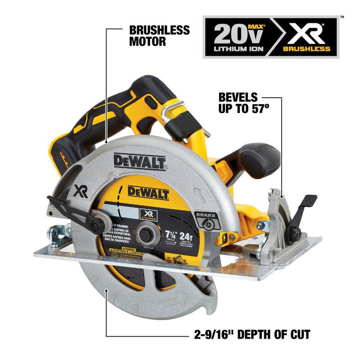 Dewalt® 20V MAX* XR® Brushless Cordless 7-1/4 in. Circular Saw Kit DCS570P1