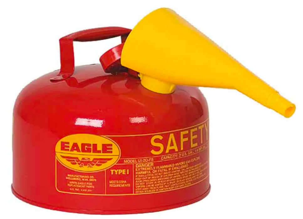 2 Gallon Red Safety Gas Can w/ Funnel