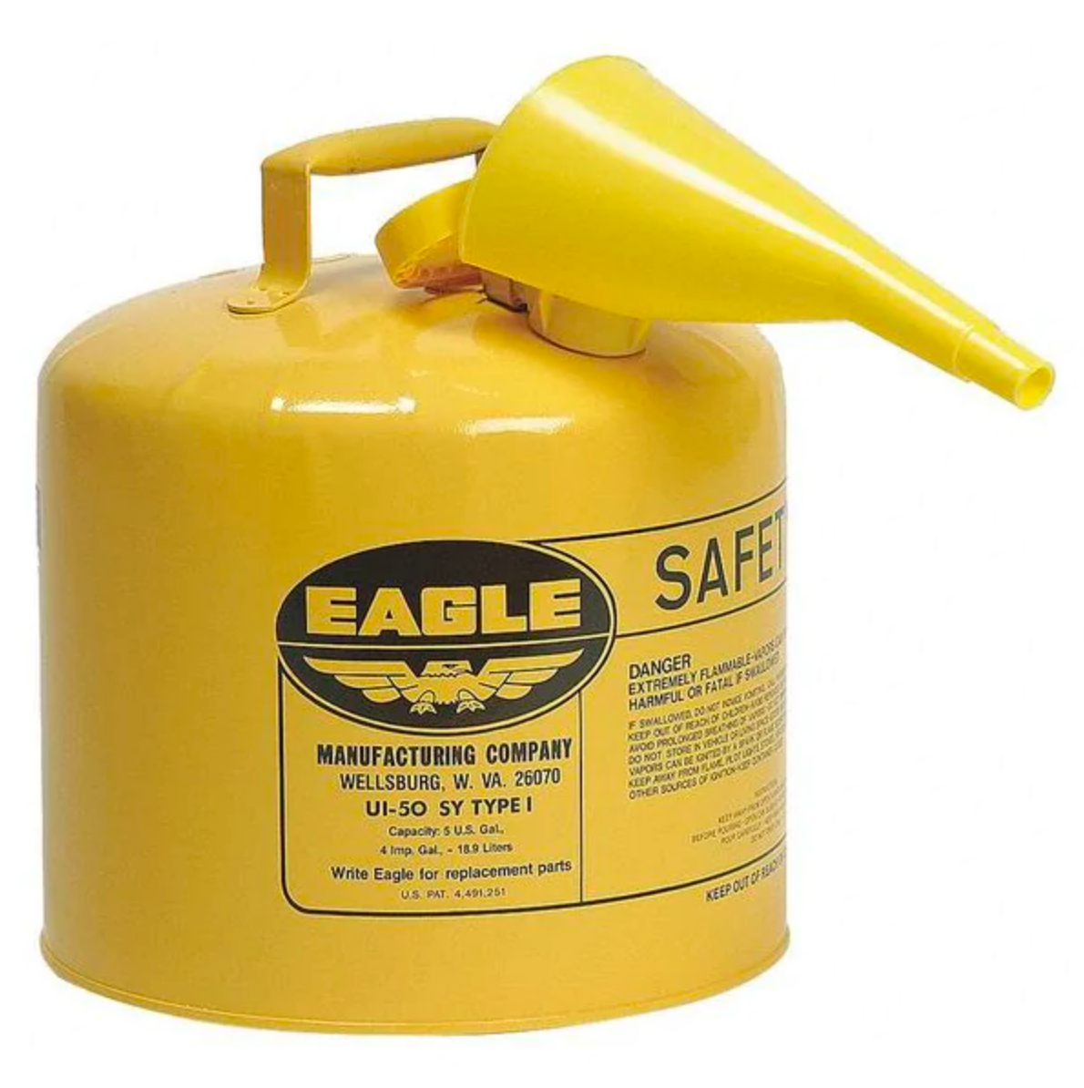 5 Gallon Yellow Safety Diesel Gas Can w/ Funnel — Cougar Sales